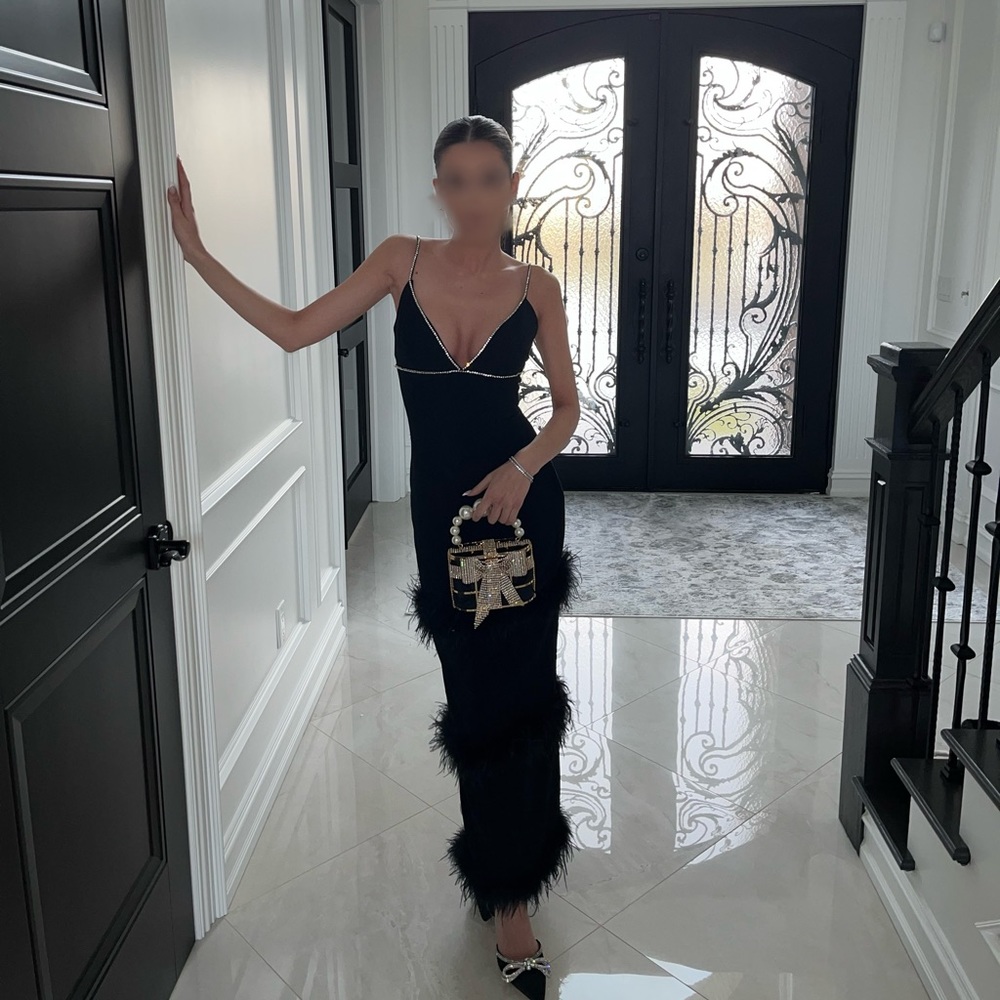 HouseOfCB Maricel black crystallized maxi dress 🖤